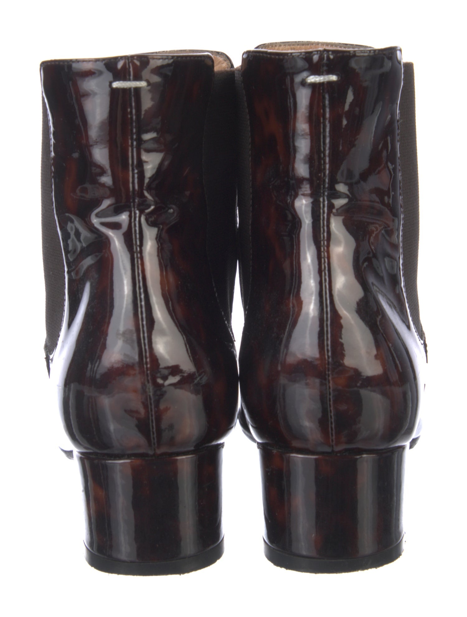 Maison Margiela Patent Leather Animal Print Chelsea Boots